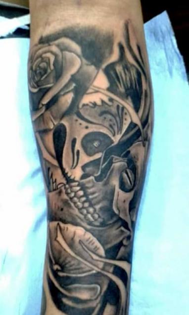 catrina-craneo tatuaje realizado por Rak Martinez
