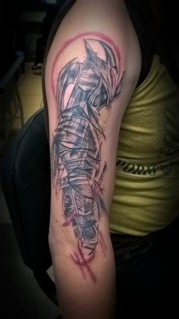 Samuray  tatuaje realizado por Omar Mendoza 