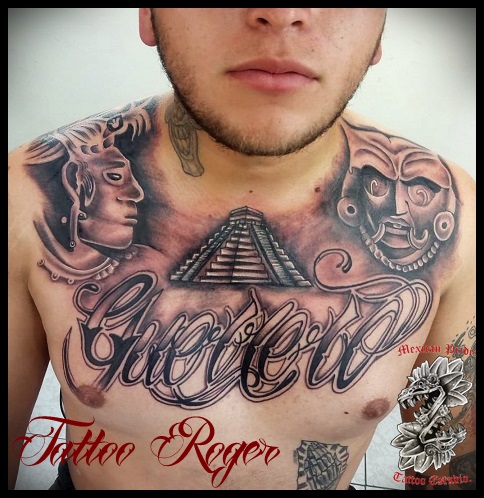 prehispanico  tatuaje realizado por Roberto Girón