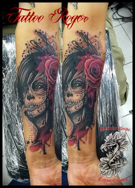 catrina  tatuaje realizado por Roberto Girón
