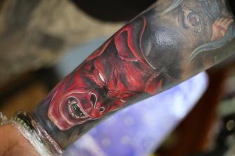 DIABLO ROJO tatuaje realizado por Old Gangsters Tattoo Shop