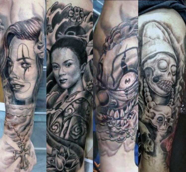 Trabajos en sombras  tatuaje realizado por West