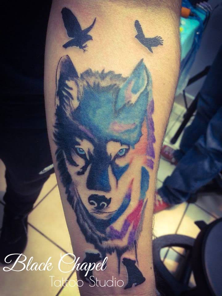 lobo tatuaje realizado por Jonathan Aguirre