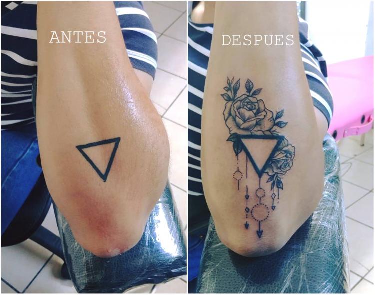 Rosas en triangulo  tatuaje realizado por Omar Mendoza 