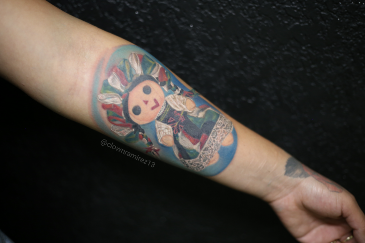 muñeca oaxaqueña tatuaje realizado por Old Gangsters Tattoo Shop