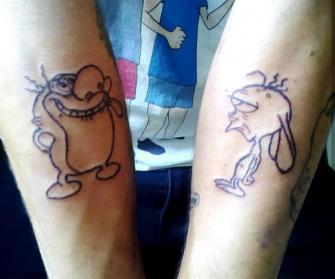 Ren & Stimpy tatuaje realizado por Candy Rdz