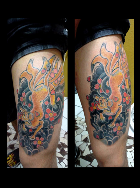 kitsune tatuaje realizado por Garo Lozada