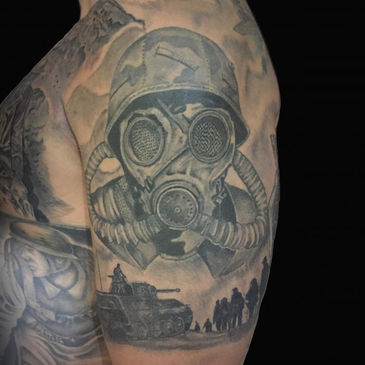 soldado tatuaje realizado por Rene pacheco