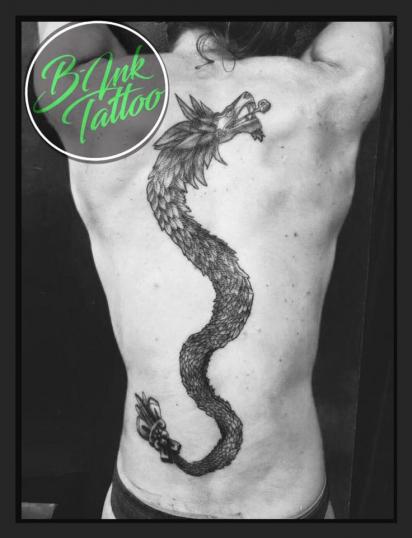 -Quetzalcóatl-  tatuaje realizado por B-Ink Tattoo