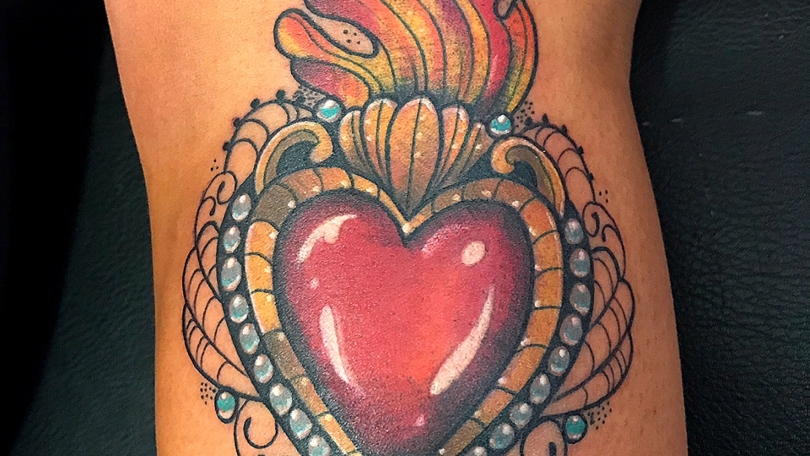 Tatuaje del artista Mexicano Wendy Martínez, Sagrado corazón | Tatuajes ...