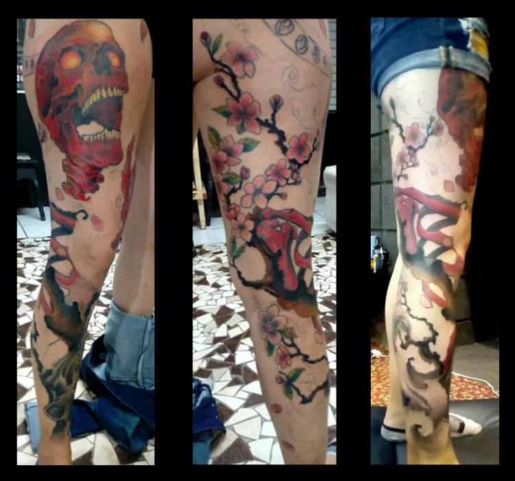 full leg tatuaje realizado por Garo Lozada