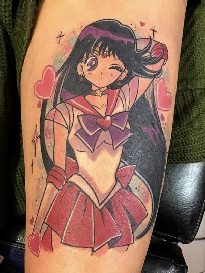 Sailor Mars  tatuaje realizado por Wendy Martínez