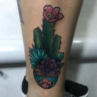 Cactus  tatuaje realizado por Brandon Quintana