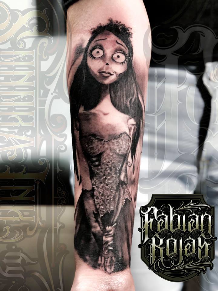 El cadáver de la novia tatuaje realizado por Fabian Rojas