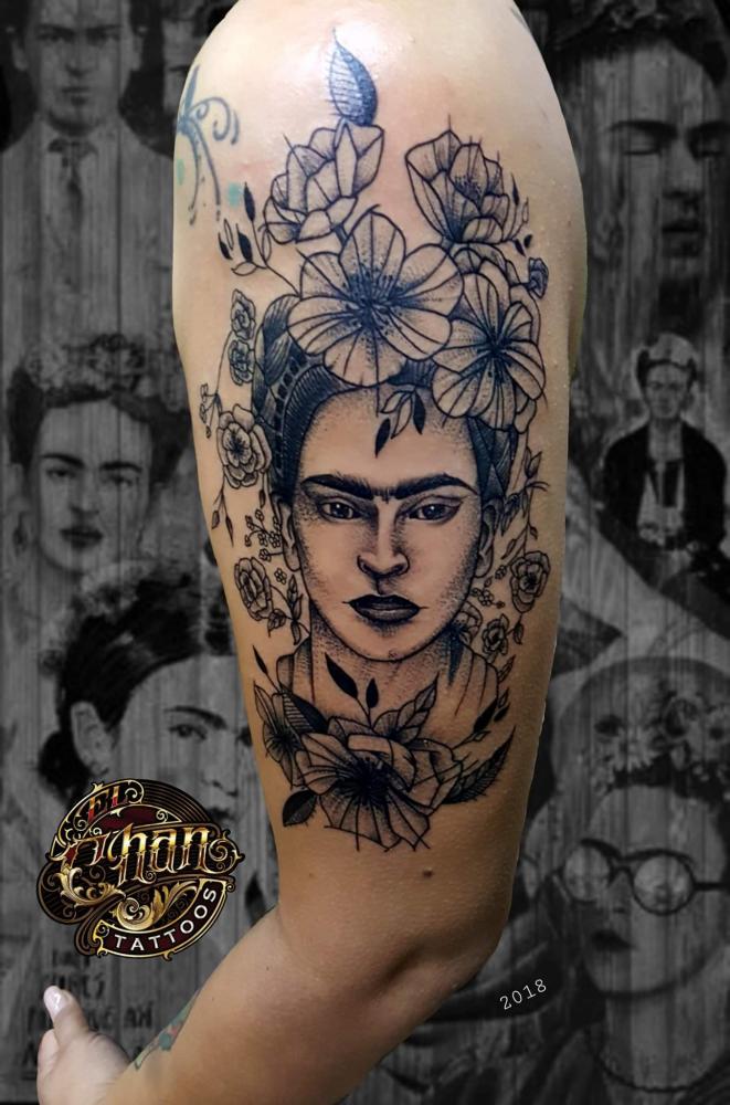 Frida  tatuaje realizado por El CHAN Tattoos