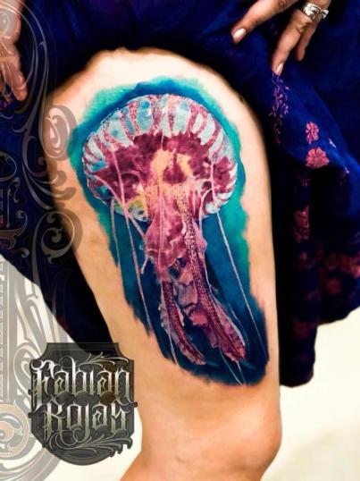 Medusa acuarela tatuaje realizado por Fabian Rojas