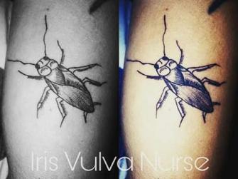 Cucaracha tatuaje realizado por Iris Vulva Nurse