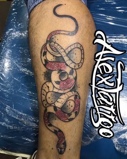 Serpiente tatuaje realizado por Alex Tattoo Ink