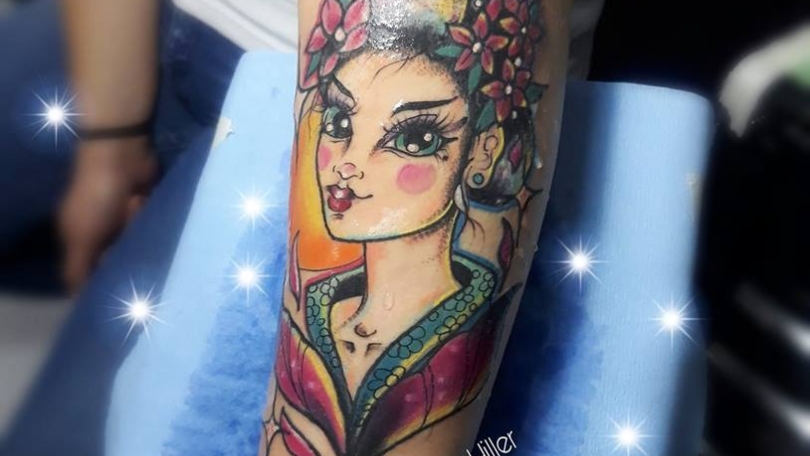 Tatuaje del artista Mexicano Michelle Van Hiller, Geisha | Tatuajes y más
