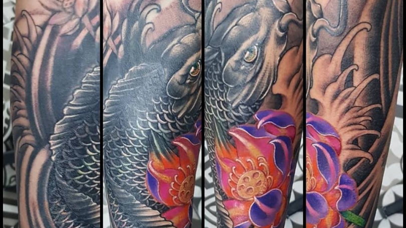 Tatuaje del artista Mexicano Gart, Koi cover-up | Tatuajes y más
