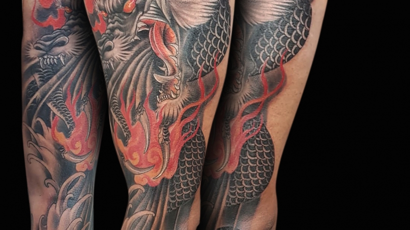 Tatuaje del artista Mexicano Gart, Dragon of fire | Tatuajes y más