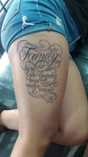 Lettering tatuaje realizado por Eduardo Gahona (Ras-T)