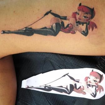 Trixie Pin up tatuaje realizado por Totentanz Cabral
