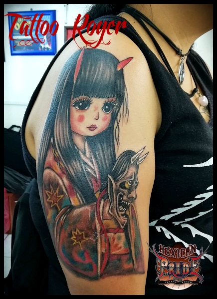 geisha tatuaje realizado por Roberto Girón