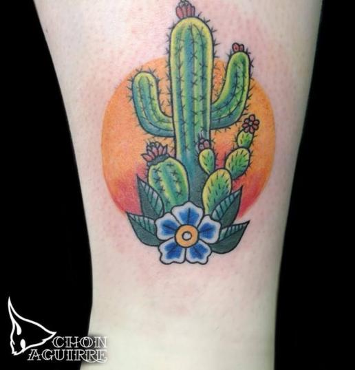 cactus neotradicional tatuaje realizado por Gilberto Alonso Aguirre