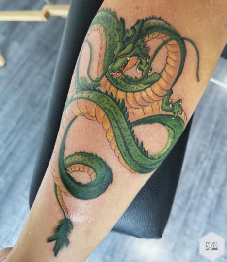 sheng long  tatuaje realizado por Felipe Reyes