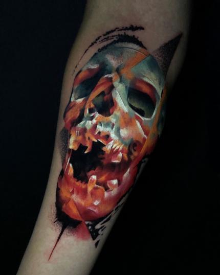 Cráneo Surrealista  tatuaje realizado por Armandean