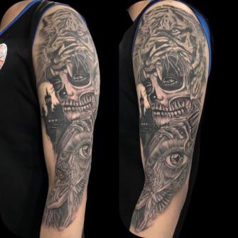 Tigre  tatuaje realizado por Rene pacheco