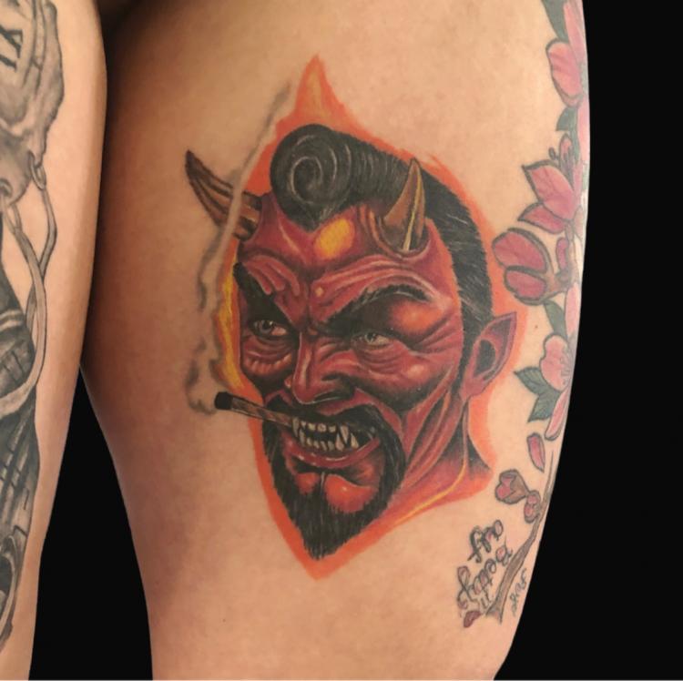 Diablo tatuaje realizado por Rene pacheco