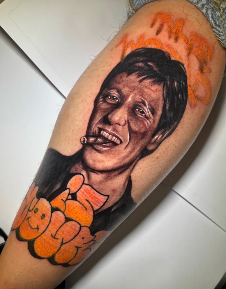 scarface graff tatuaje realizado por Felipe Reyes