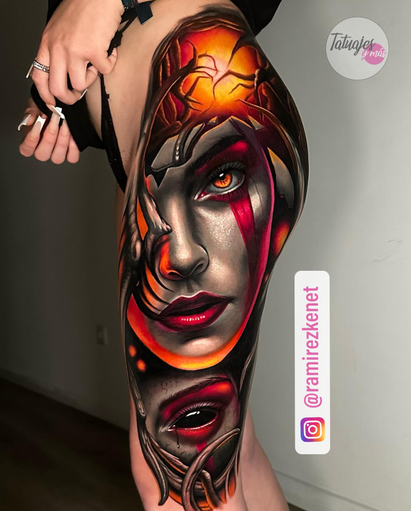 Miedo y valentia tatuaje realizado por Kenet Ramirez