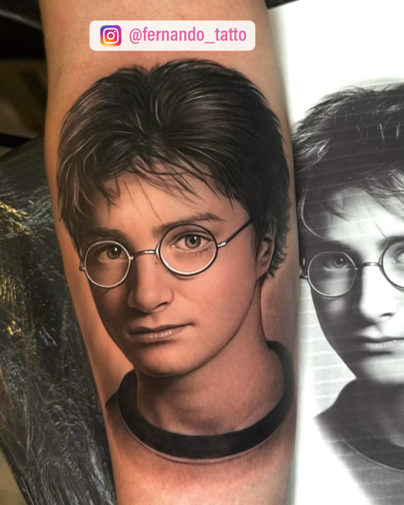 Harry Potter realismo tatuaje realizado por Fernando Campos