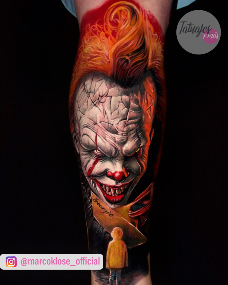 Pennywise el payaso tatuaje realizado por Marco Klose