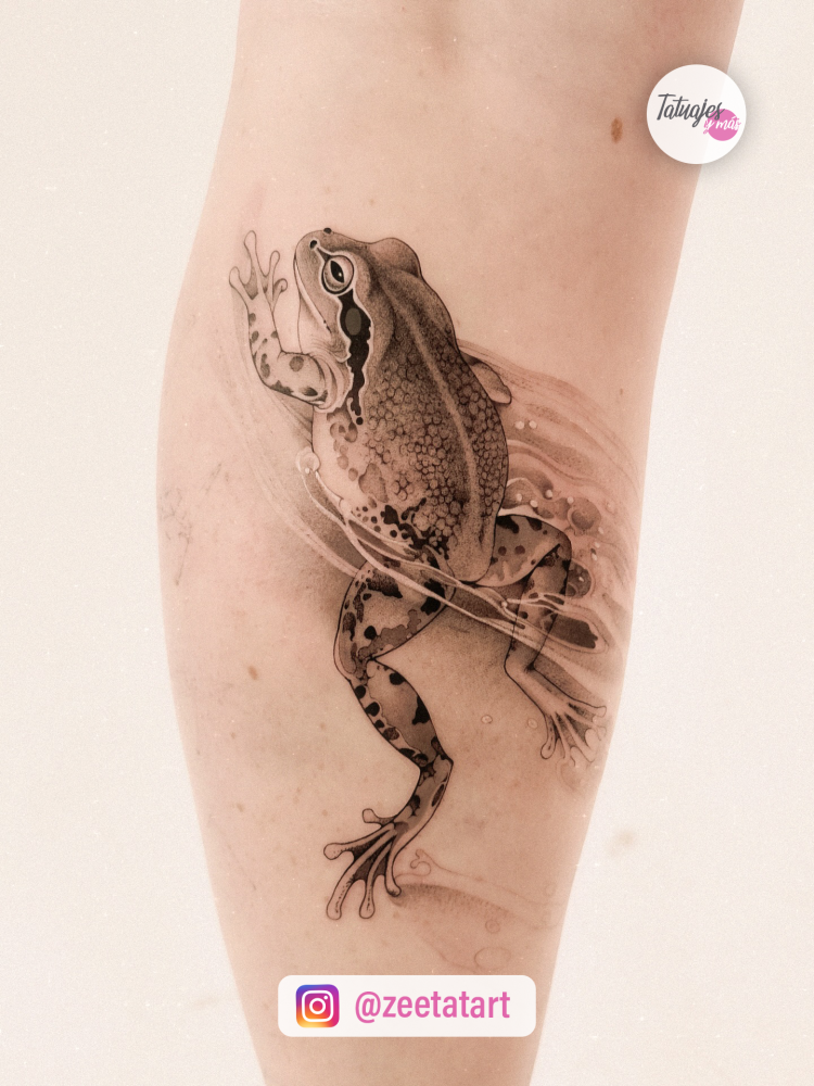 Rana en el agua tatuaje realizado por Zeetatart