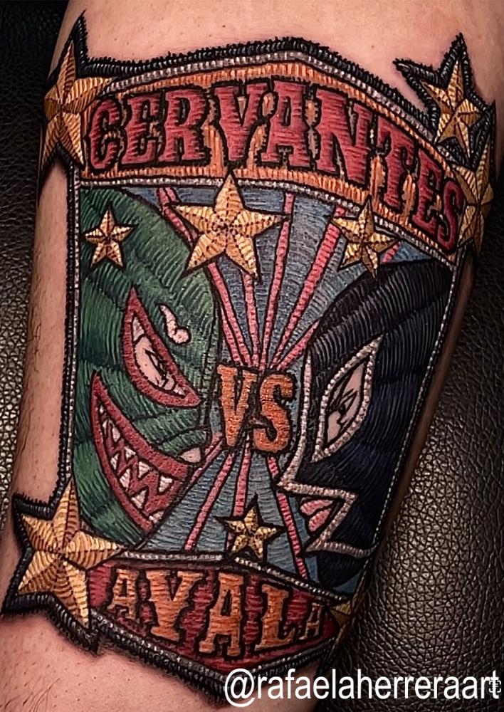 Lucha libre mexicana, patch tattoo, tatuaje bordado, Rafaela Herrera Art  tatuaje realizado por Rafaela Herrera