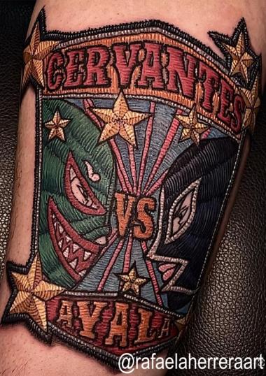 Lucha libre mexicana, patch tattoo, tatuaje bordado, Rafaela Herrera Art  tatuaje realizado por Rafaela Herrera